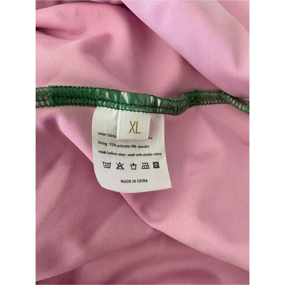 Celia B Granato One Piece Tie Shoulder Swimsuit Green Pink Size XL